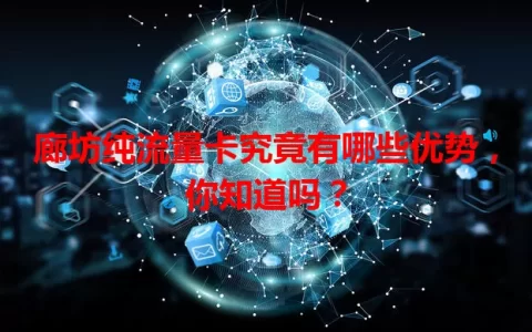 廊坊纯流量卡究竟有哪些优势，你知道吗？