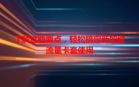 了解这些要点，轻松搞定新加坡流量卡套使用