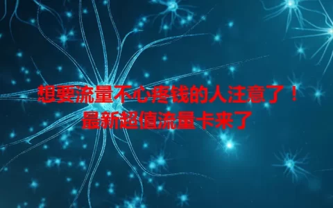 想要流量不心疼钱的人注意了！最新超值流量卡来了