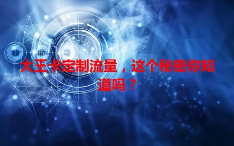 大王卡定制流量，这个秘密你知道吗？