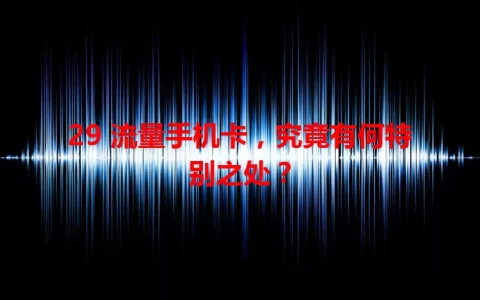 29 流量手机卡，究竟有何特别之处？