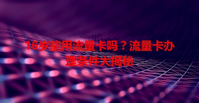 16岁能用流量卡吗？流量卡办理条件大揭秘