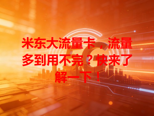 米东大流量卡，流量多到用不完？快来了解一下！