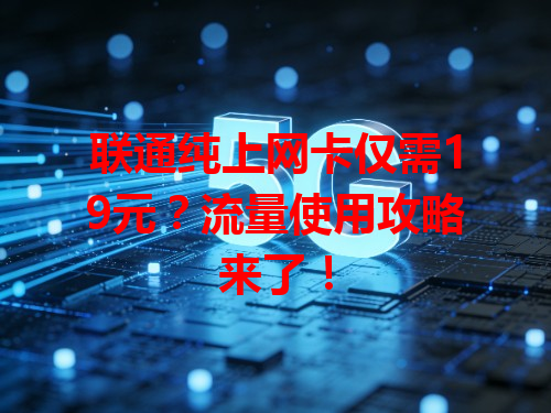 联通纯上网卡仅需19元？流量使用攻略来了！