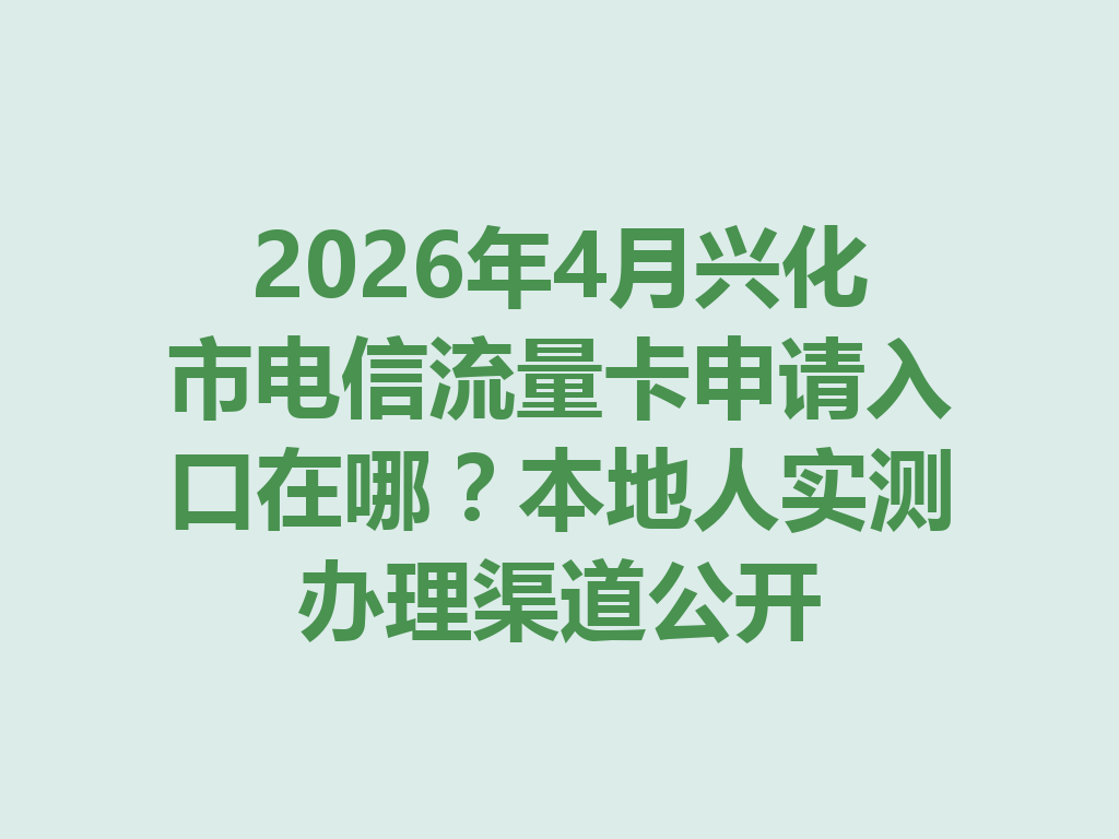 2026年4月兴化市电信流量卡申请入口在哪？本地人实测办理渠道公开