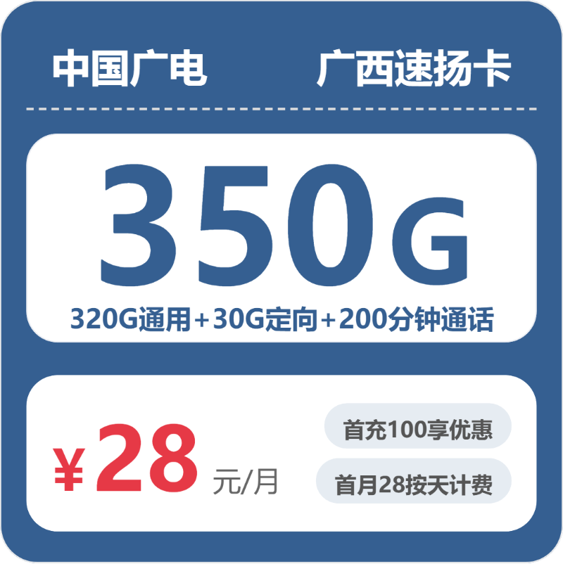 2026年5月6日广电流量卡套餐测评：广电广西速扬卡28元每月320G通用+30G定向+200分钟通话