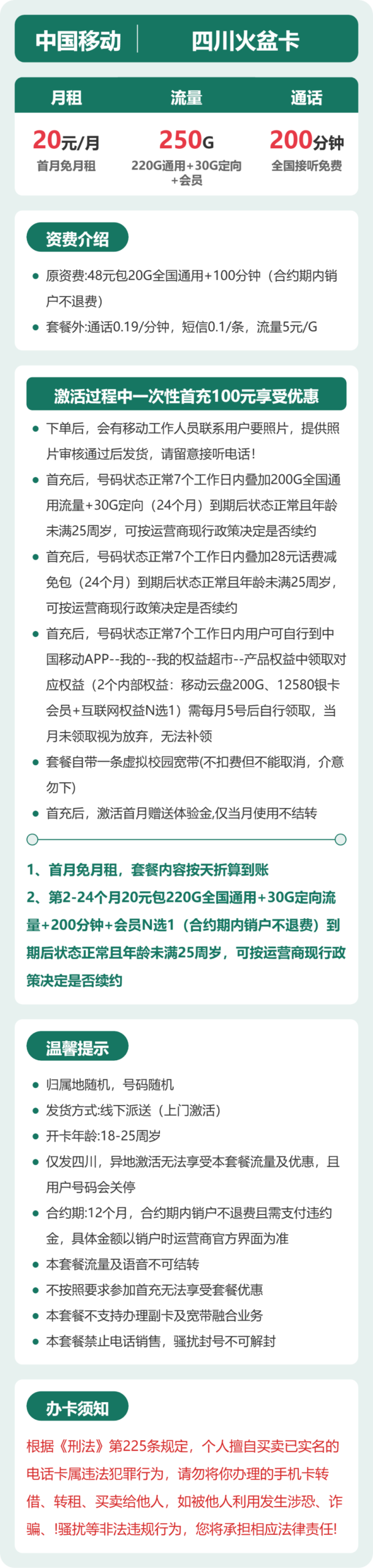 移动四川火盆卡详情